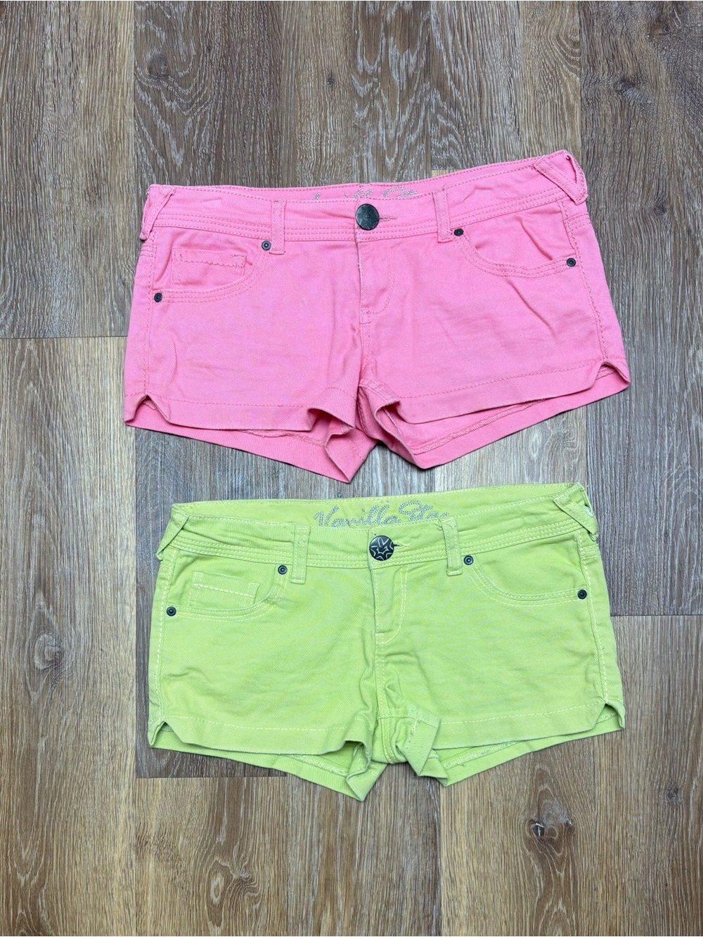 Vanilla Star Pink and Lime Jean Shorts Duo